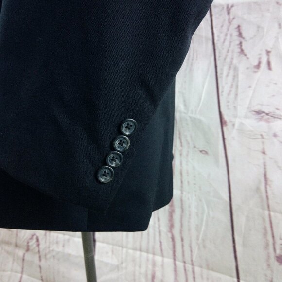 Chaps 42R Wool 2 Button Black Suit Blazer Jacket - Picture 4 of 10